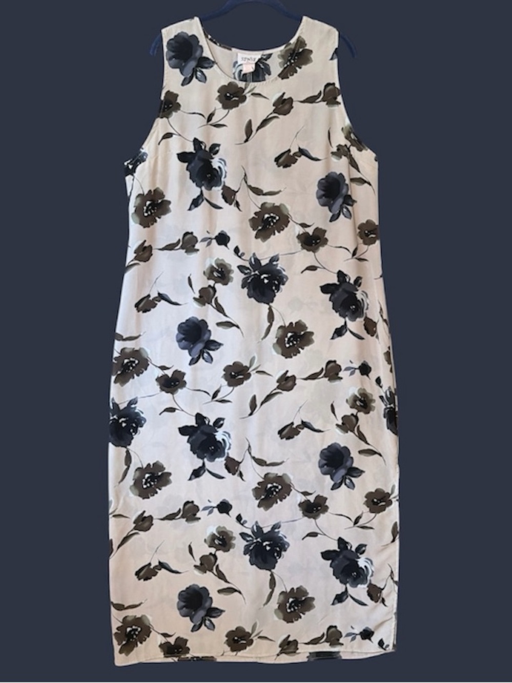 Vintage Dress Womens 16W Gray Maxi Floral Artsy Whimsigoth Romantic Ethereal USA